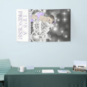 Paarse Prinses Baby Shower Spandoek (Beurs)