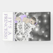 Paarse Prinses Baby Shower Spandoek (Horizontaal)