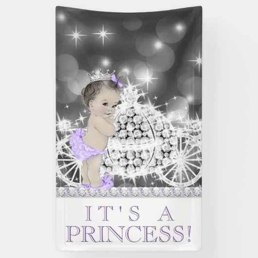 Paarse Prinses Baby Shower Spandoek (Verticaal)
