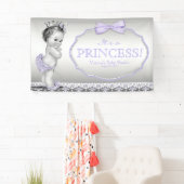 Paarse Prinses Baby Shower Spandoek (Insitu)