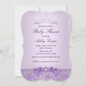 Paarse prinses Baby shower Tiara Kaart (Voorkant)