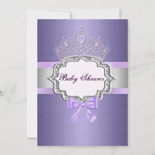 Paarse Prinses Baby shower Uitnodiging (Voorkant)