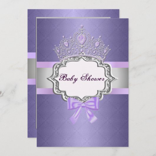 Paarse Prinses Baby shower Uitnodiging (Voorkant / Achterkant)