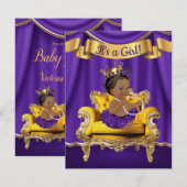Paarse Prinses Baby Shower Uitnodigingen (Voorkant / Achterkant)