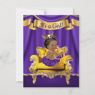 Paarse Prinses Baby Shower Uitnodigingen