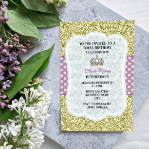 Paarse prinses Birthday Party Invitation Kaart