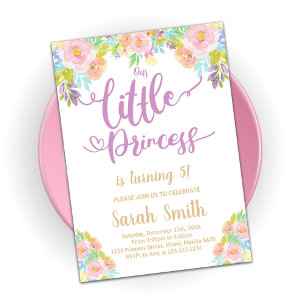 Paarse prinses Birthday Uitnodiging