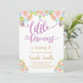 Paarse prinses Birthday Uitnodiging (Staand voorkant)