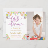 Paarse prinses Birthday Uitnodigingen met foto (Voorkant)