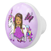 Paarse prinses, Butterfly en Unicorn Keramische Knop (Rechts)