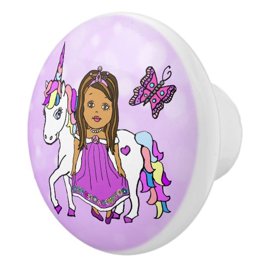 Paarse prinses, Butterfly en Unicorn Keramische Knop (Rechts)