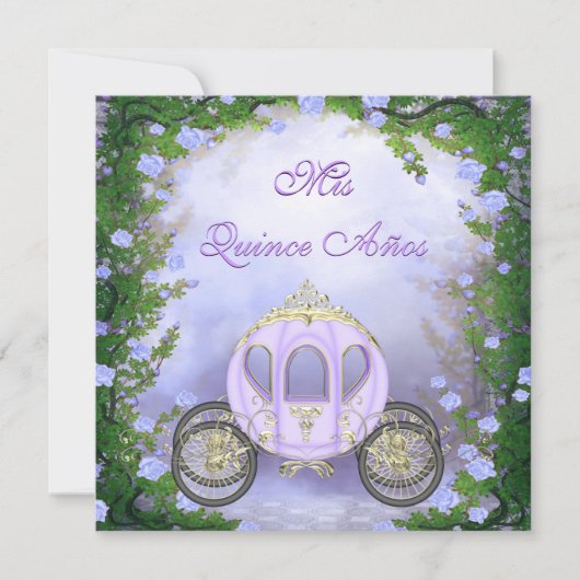 Paarse prinses Carriage Enchanted Quinceanera Kaart (Voorkant)