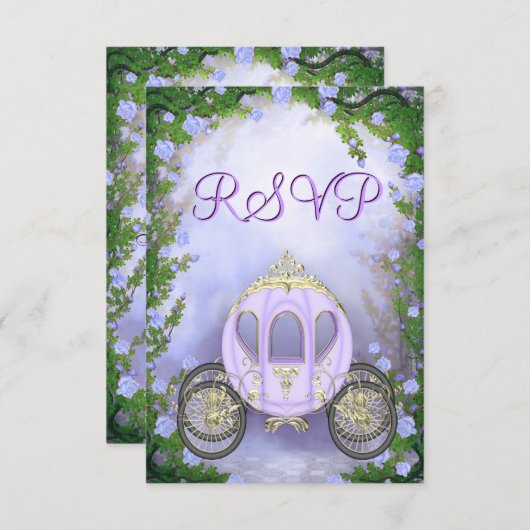Paarse prinses Carriage Enchanted RSVP (Voorkant / Achterkant)