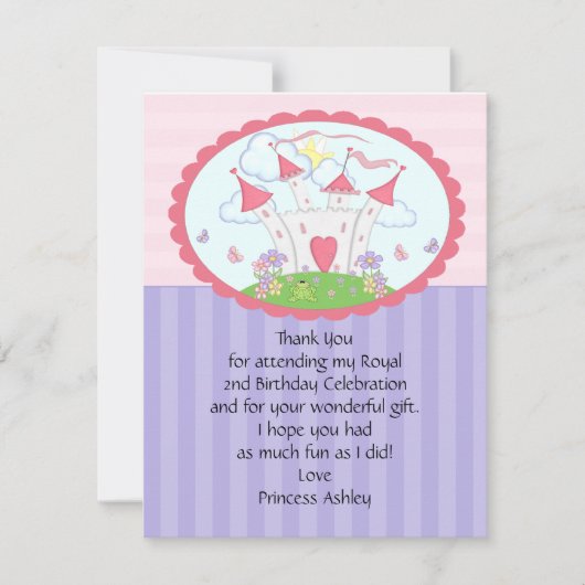 Paarse prinses Castle bedankt je platte kaart (Voorkant)