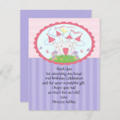 Paarse prinses Castle bedankt je platte kaart (Voorkant / Achterkant)