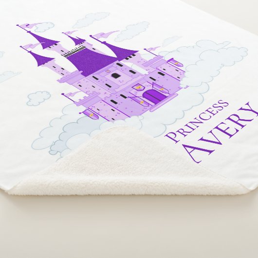 Paarse prinses Castle Personalized Girly Sherpa Deken (3/4)