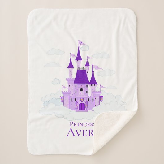 Paarse prinses Castle Personalized Girly Sherpa Deken (Voorkant)