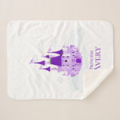 Paarse prinses Castle Personalized Girly Sherpa Deken (Voorkant (horizontaal))