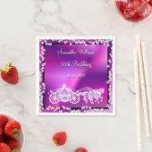 Paarse Prinses Coach & Paarden 50ste Verjaardag Servet (Insitu)