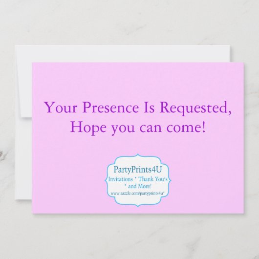 Paarse prinses Crown and Carriage Birthday Party Kaart (Achterkant)