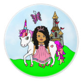 Paarse prinses en Unicorn Keramische Knop (Voorkant)