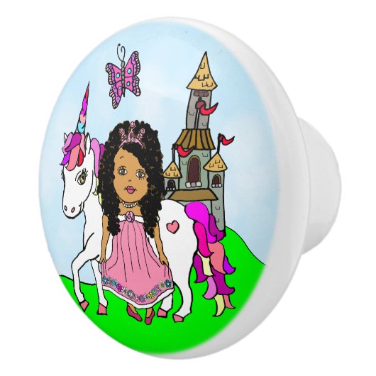 Paarse prinses en Unicorn Keramische Knop (Rechts)