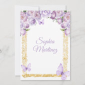 Paarse Prinses Jurken Lavendel Bloemen Mis Quince Kaart (Achterkant)