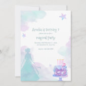 Paarse prinses meisje verjaardagsfeestje kaart (Voorkant)