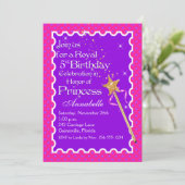 Paarse prinses PHOTO Birthday Invite Kaart (Staand voorkant)