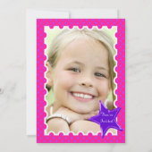 Paarse prinses PHOTO Birthday Invite Kaart (Achterkant)