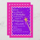 Paarse prinses PHOTO Birthday Invite Kaart (Voorkant / Achterkant)