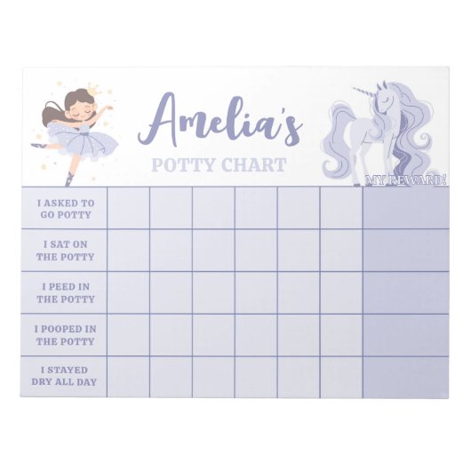 Paarse Prinses Potty Grafiek Gepersonaliseerde Naa Notitieblok (Voorkant)