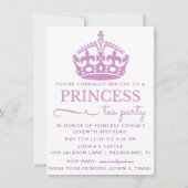 Paarse prinses Tea Party Birthday Uitnodigingen (Voorkant)