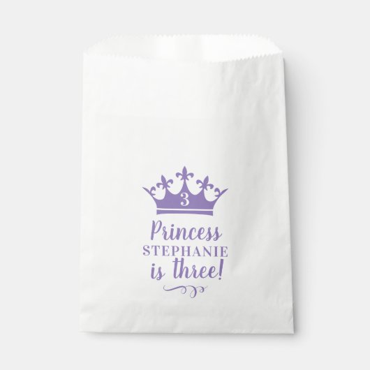 Paarse prinses Tiara Crown Custom Name Age Party Bedankzakje (Voorkant)