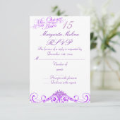Paarse prinses Tiara Quinceanera RSVP (Staand voorkant)