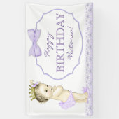 Paarse Prinses Verjaardagsfeest Banner (Verticaal)
