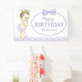 Paarse Prinses Verjaardagsfeestbanner Spandoek (Insitu)