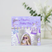 Paarse Prinses verjaardagsfeestje Kaart (Staand voorkant)