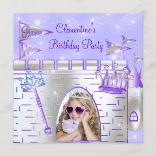 Paarse Prinses verjaardagsfeestje Kaart