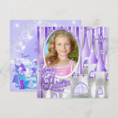 Paarse Prinses verjaardagsfeestje Kaart (Voorkant / Achterkant)