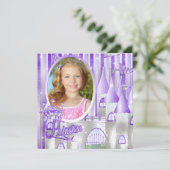 Paarse Prinses verjaardagsfeestje Kaart (Staand voorkant)