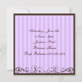 Paarse prinses verjaardagsuitnodiging kaart (Achterkant)