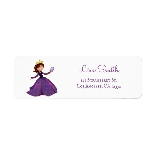 Paarse Prinses Vlinder Retouradres Etiket (Voorkant)