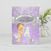 Paarse prinses Winter Baby shower Blonde Kaart (Staand voorkant)
