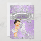 Paarse prinses Winter Baby shower Brunette Kaart (Voorkant)