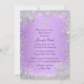 Paarse prinses Winter Baby shower Brunette Kaart (Achterkant)