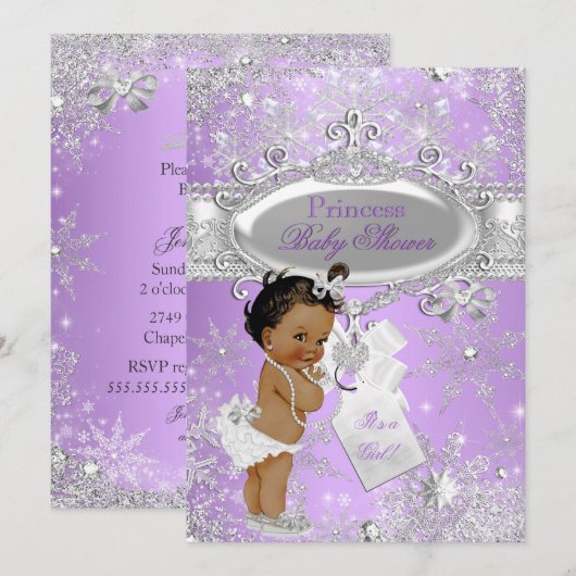 Paarse prinses Winter Baby shower Etnische Kaart (Voorkant / Achterkant)