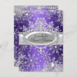 Paarse prinses Winter Wonderland Sweet 16 Invite Kaart<br><div class="desc">Paars. Sweet Sixteen. Sweet 16. Elegant prinses tiara en sneeuwvlokken van juweel. Let op: alle platte afbeeldingen hebben geen echte juwelen!</div>