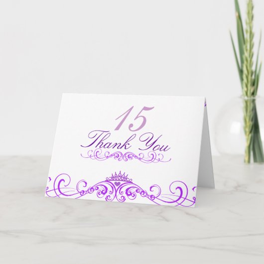 Paarse Prinsessen Kroon Tiara Bedankkaart (Voorkant)