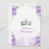 Paarse prinsessenjurken Floral Silver Quinceañera Kaart (Achterkant)